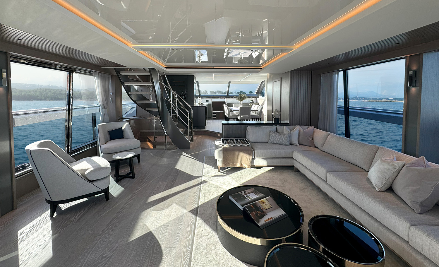 Interior of a Sunseeker luxury yacht
